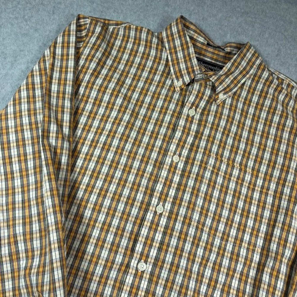 Vintage Abercrombie Muscle Button Down Mens Large Tartan Plaid Long Sleeve